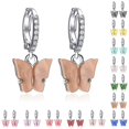 thumbnail image 2 of Women Butterfly Earrings Rhinestone Copper Pierced Earrings Dangle Earrings, 2 of 10