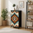 thumbnail image 7 of Boho Dresser for Bedroom with 4 Storage Drawers Geometric ornament Ethnic South Boho decor style Boho Dressers Chest of Drawers Steel Framed Fabric Closet Organizers for Entryway, 7 of 7