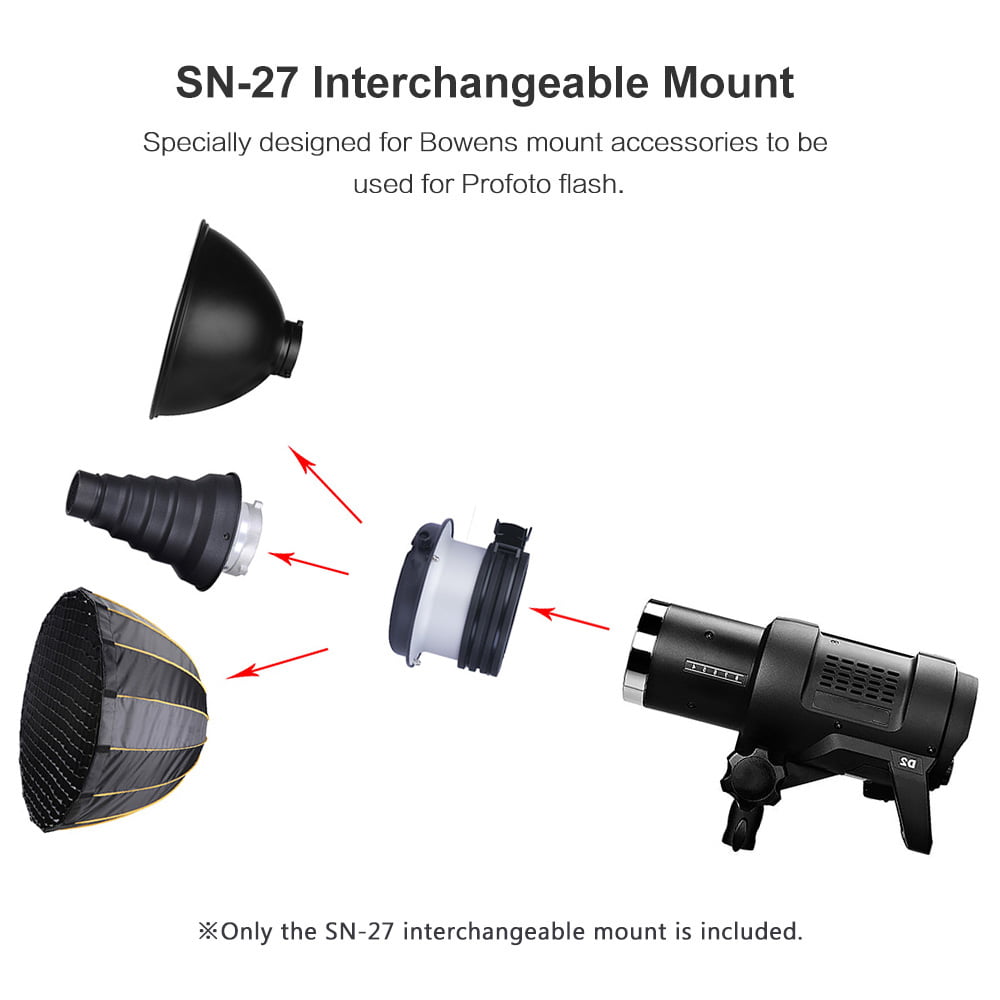 NiceFoto SN-27 Metal Interchangeable Mount for Bowens Mount Accessories to be Used for Profoto Flash