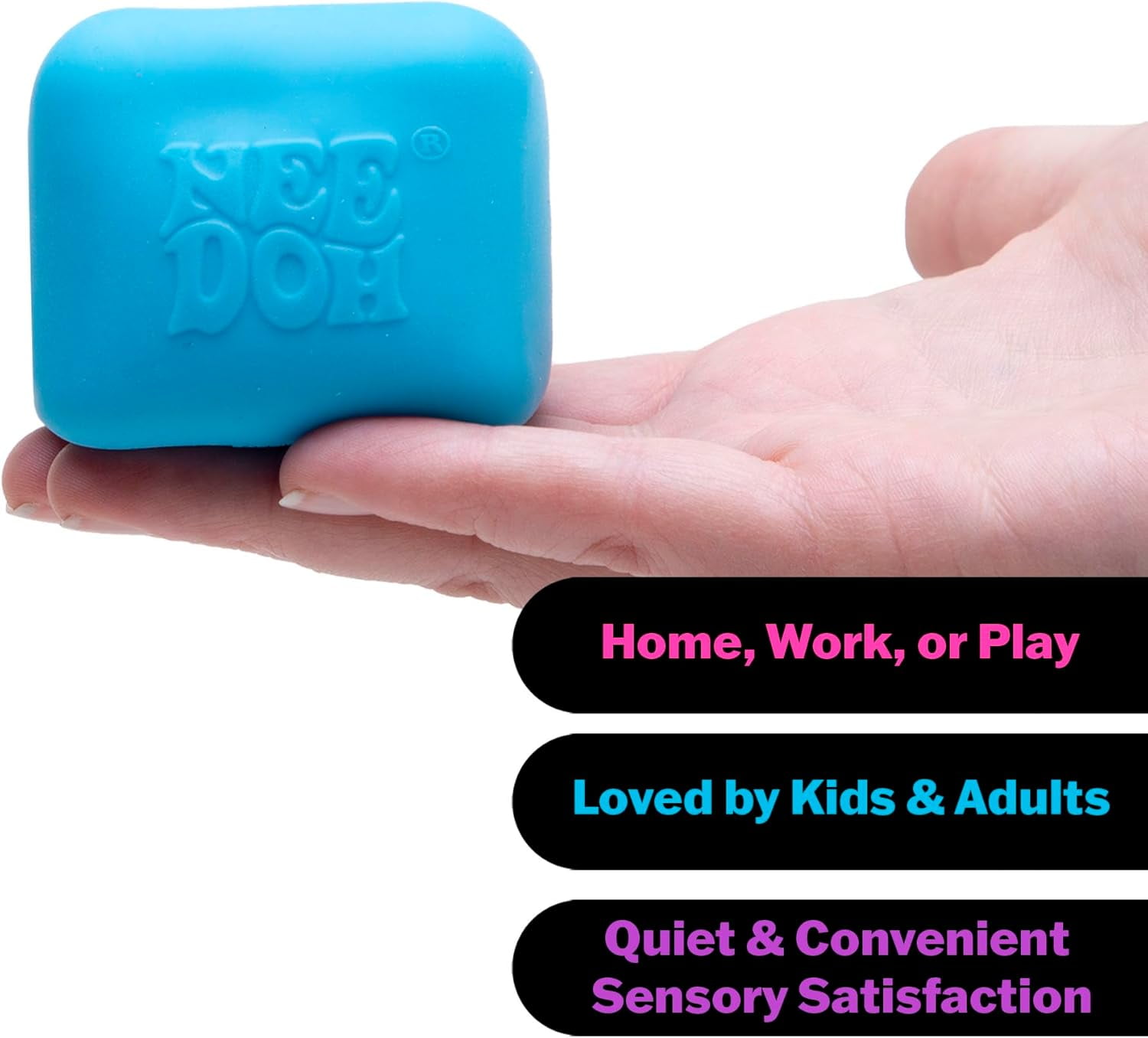 Schylling NeeDoh Nice Cube Glow - Sensory Toy with a Super Solid Squish - Glows in The Dark and Always Returns to its Square Shape - Ages 3 and Up Colors Vary