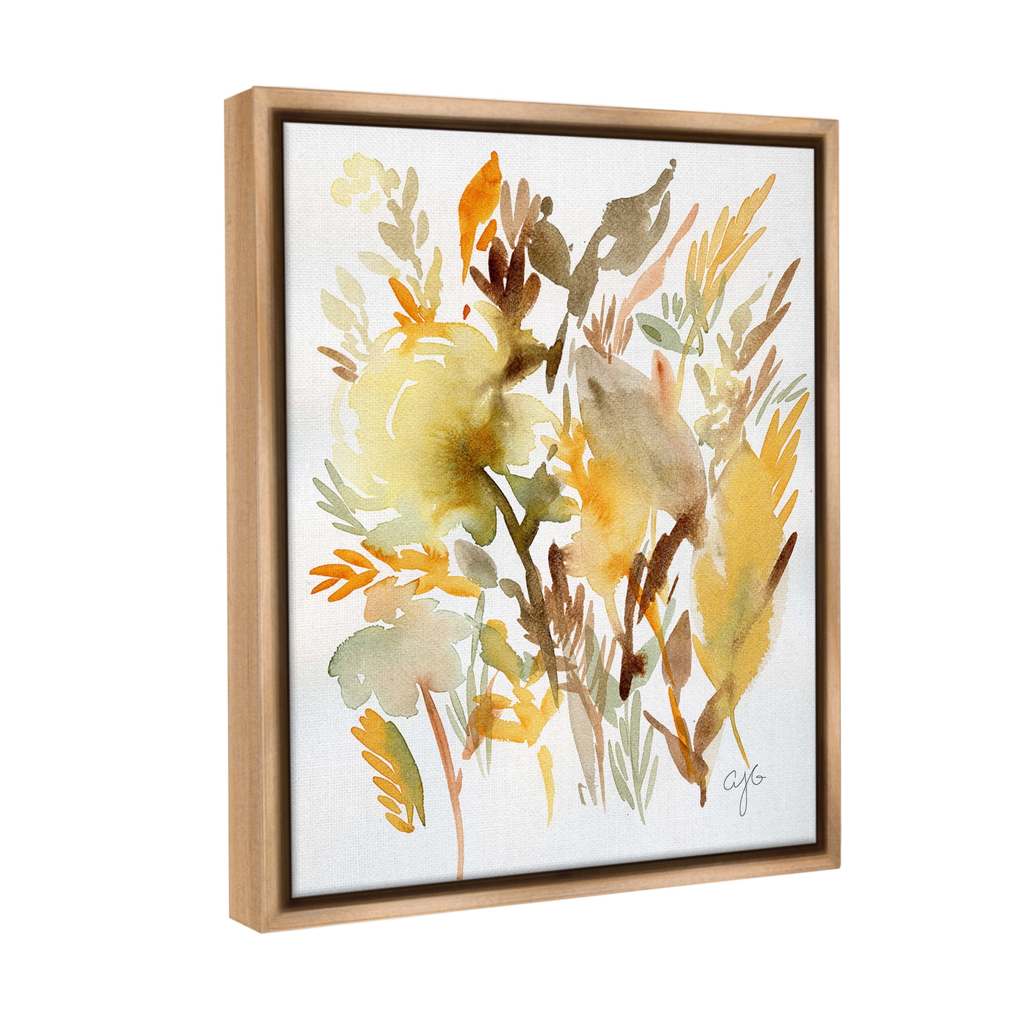 Stupell Industries Abstract Autumnal Foliage Botanical & Floral Painting Brown Floater Framed Canvas Art Print Wall Art, 17 x 21