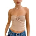 thumbnail image 1 of KOMOO Strapless Crop Top for Women Twist Front Hollow Knitted Tube Top Sleeveless Bandeau Bustier Tops, 1 of 8