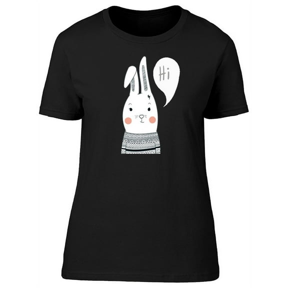 Cartoon Rabbit Saying Hi T-Shirt Women -Image by Shutterstock, Female Large
