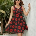 thumbnail image 3 of Red Lips Dress Fashion Beach Long Dresses Female Party Printed Sundress, 3 of 7