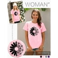 thumbnail image 3 of QAFOPEH Women Daisy Mandala Print Short Sleeve Round Neck Tee, 3 of 6