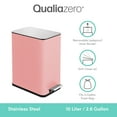thumbnail image 2 of Qualiazero 2.6 Gallon Trash Can, Stainless Steel Step On Bathroom Trash Can, Pink, 2 of 11