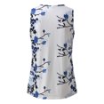 thumbnail image 3 of Tank Top Vestido Tops estampados para mujer, blusa informal sin mangas de Color con cuello, camisas informales de verano, chaleco personalizado con encaje popular en V, camisetas holgadas (Blue, XL), 3 of 6