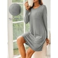 thumbnail image 4 of Avidlove Women's 2 Pack Nightgowns Long Sleeve Henley Neck Pajamas Dress with Soft Round Neck Nightshirts Sleepwear, 4 of 7