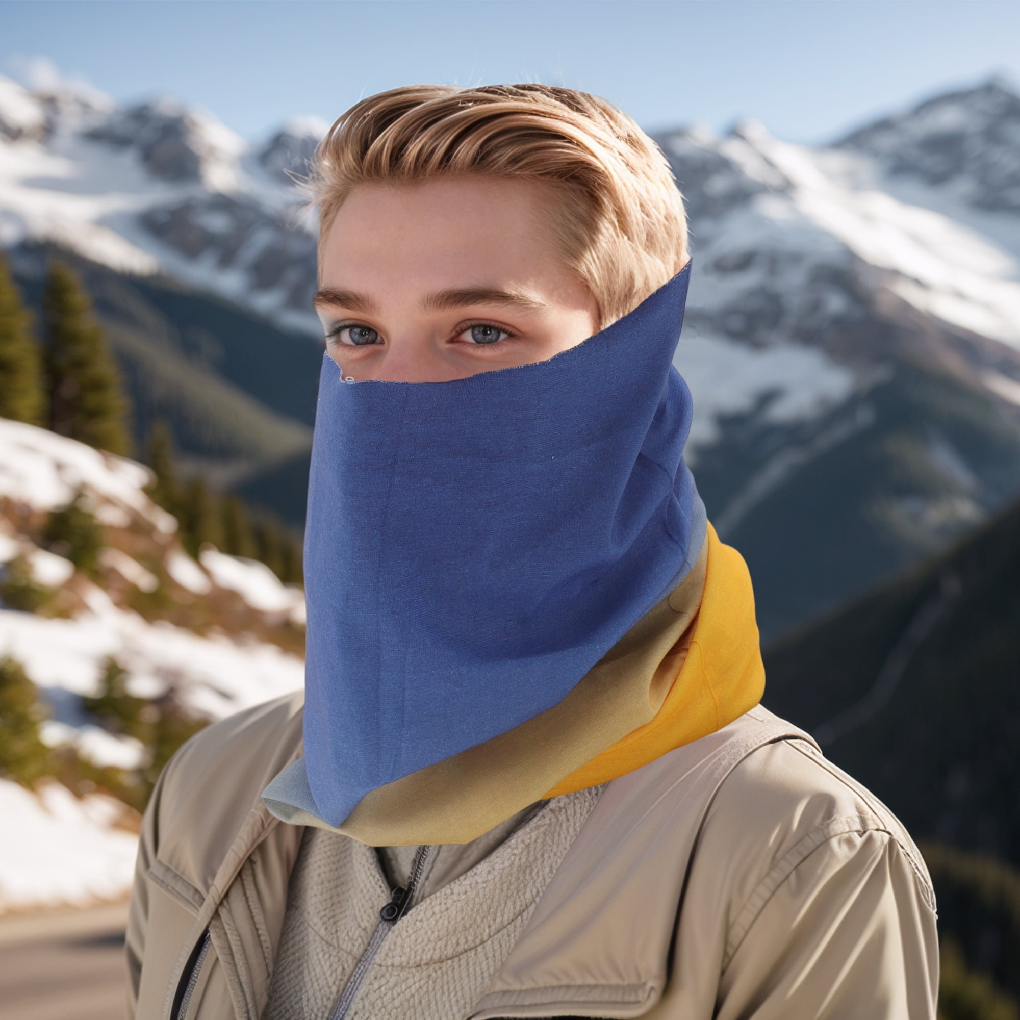 Unique Bargains Cooling Face Scarf Mask 1 Pc Blue, Yellow