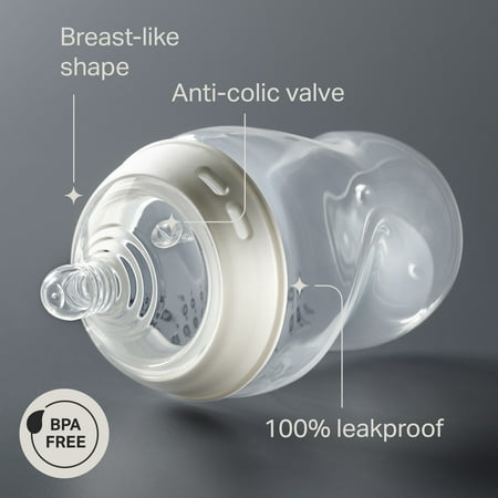Tommee Tippee Natural Start Baby Bottles for 0m , Pack of 2, 5oz Baby Bottles, with Slow Flow Breast-Like Nipple for a Natural latch, Self-sterilizing and BPA Free, Decorated