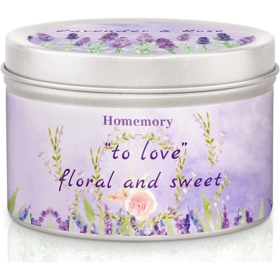 Homemory Candles for Home Scented, Lavender & Rose Scented Candles, Candles Gifts for Women, Natural Soy Candles, Stress Relief Candles with Essential Oils, Hand-Poured Aromatherapy Candle, 6oz