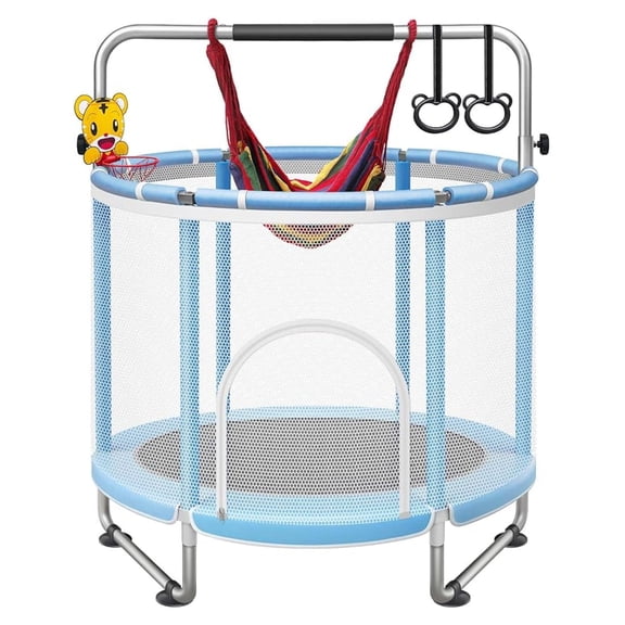 55-65" Trampoline for Kids with Safety Enclosure Net & Mini Balls, Small Toddler Trampoline for Indoor & Outdoor Recreation, Jumping Toy for Baby Boys & Girls