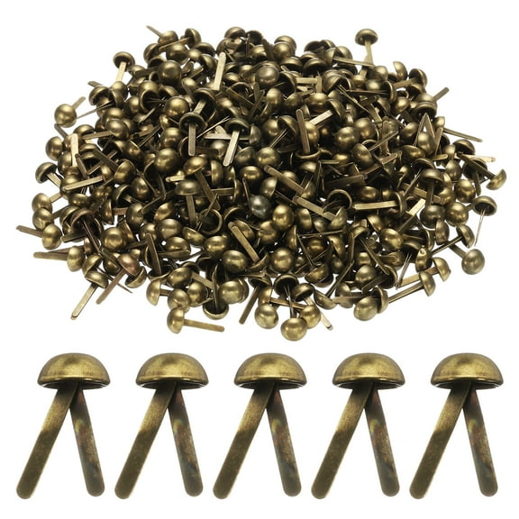 Uxcell 500pcs Brads Paper Fasteners, 6mm x 13mm Metal Paper Crafts Brads, Small Round Brass Split Pins, Bronze
