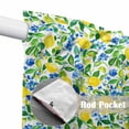 thumbnail image 2 of Summer Lemon Kitchen Window Curtains, Swag Curtains Valance for Bedroom Living Room Bathroom, Green Botanical Blue Flowers Rod Pocket Window Treatment Curtain Block Drapes 2 Panels 28"x36", 2 of 9