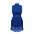 thumbnail image 3 of YONGHS Kids Girls Mesh Tassel Hem Dance Leotard Samba Jazz Tap Latin Salsa Costume Royal Blue 12, 3 of 5