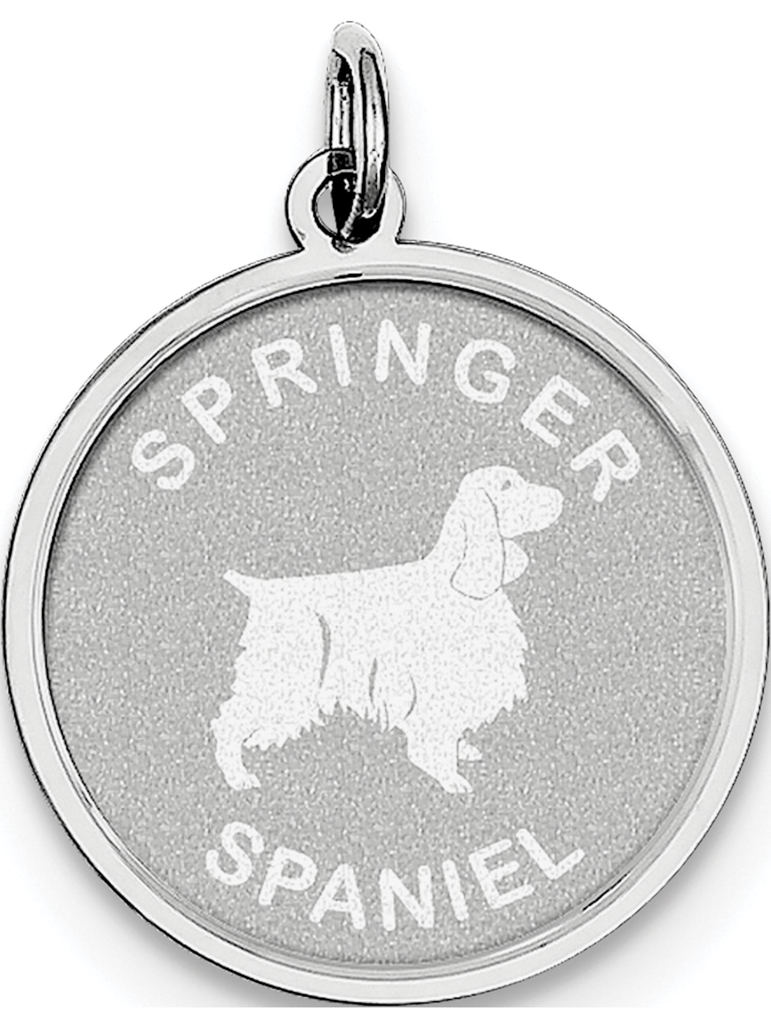 925 Sterling Silver Rhodium-plated English Springer Disc Charm