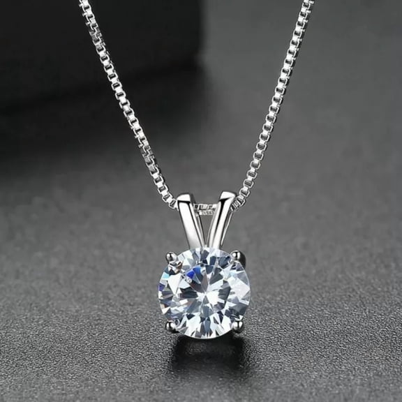 2Ct Lab Created Diamond Round Cut Solitaire Gift Pendant 14K White Gold Plated