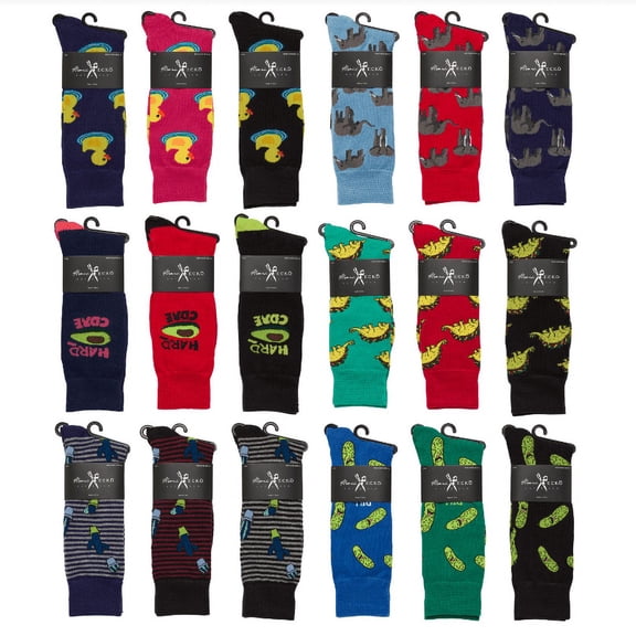 6-12 Packs Marc Echo Men's Patterned Cotton Dress Casual Sock-Assorted Color (Style 4, 6 Pack)