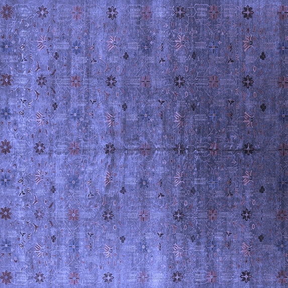 Ahgly Company Machine Washable Indoor Square Oriental Blue Industrial Area Rugs, 7' Square