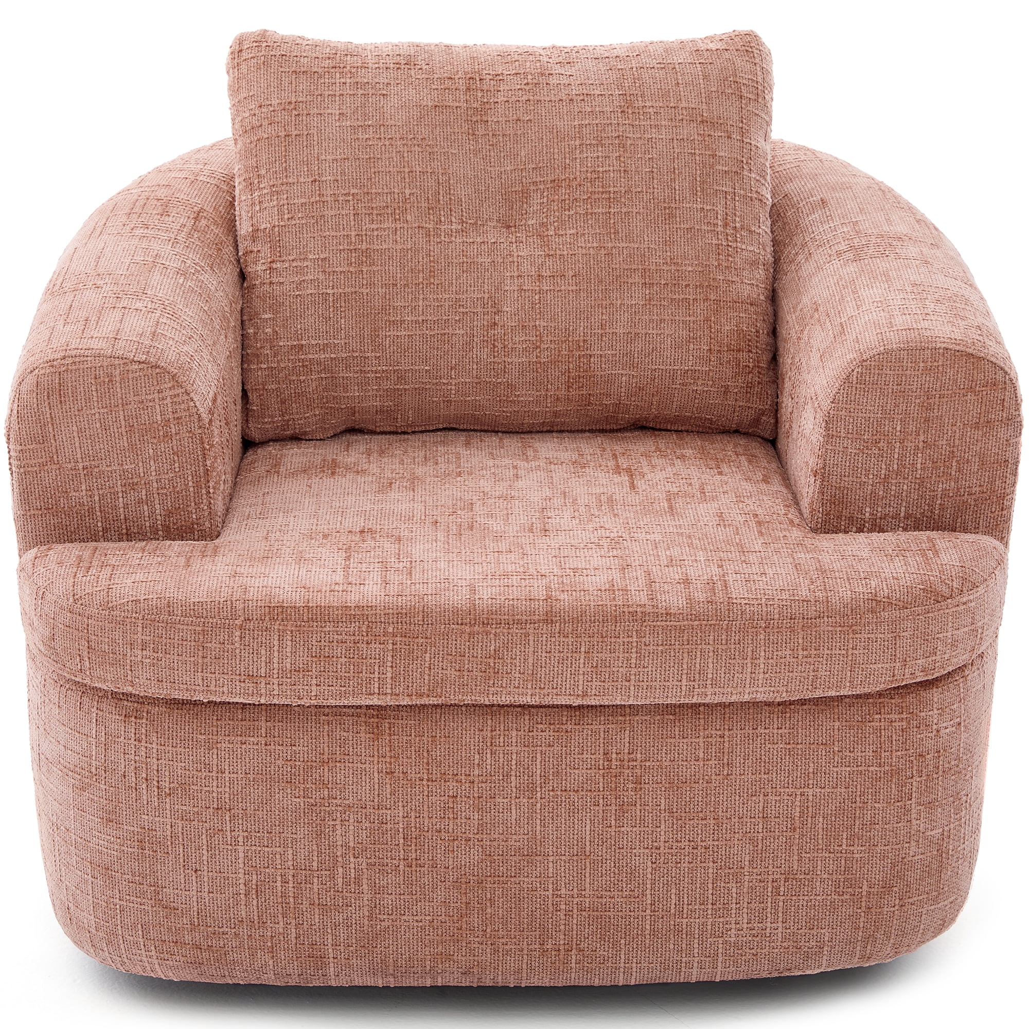 Euroco 360° Swivel Sofa Chair Accent Barrel Chair 36.6" Swivel Round Chair with Dual-layer Cushion Design for Living Room, Bedroom, Office and Hotel, Pink