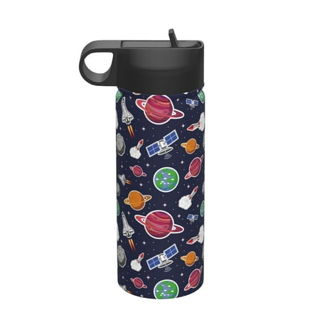 

Bingfone Rocket Satellite Print 18oz Sports Insulated Kettle With Straw Leakproof & BPA Free Drinking Sports Water Bottle for Fitness Gym & Outdoor