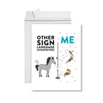 Koyal Wholesale Funny Occasion Jumbo Card, Horse Unicorn, Blank Greeting Card with Envelope, Sign Language Interpreters