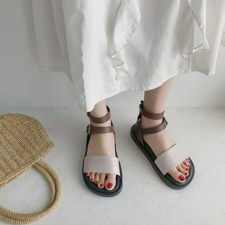 

Women s Sandals Wild Thick Bottom Slippers Cross Sandals Casual Wild College Wind Non-slip Beach Sandals Women Summer