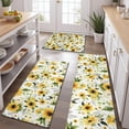 thumbnail image 2 of White Green Leaf Flower Sunflower Pattern Kitchen Rugs Sets Of 3,Kitchen Runner Rugs Non Skid Washable,Decorative Kitchen Floor Mats for Kitchen,Sink,Laundry,17"x30"+ 17"x47" + 17"x59", 2 of 6