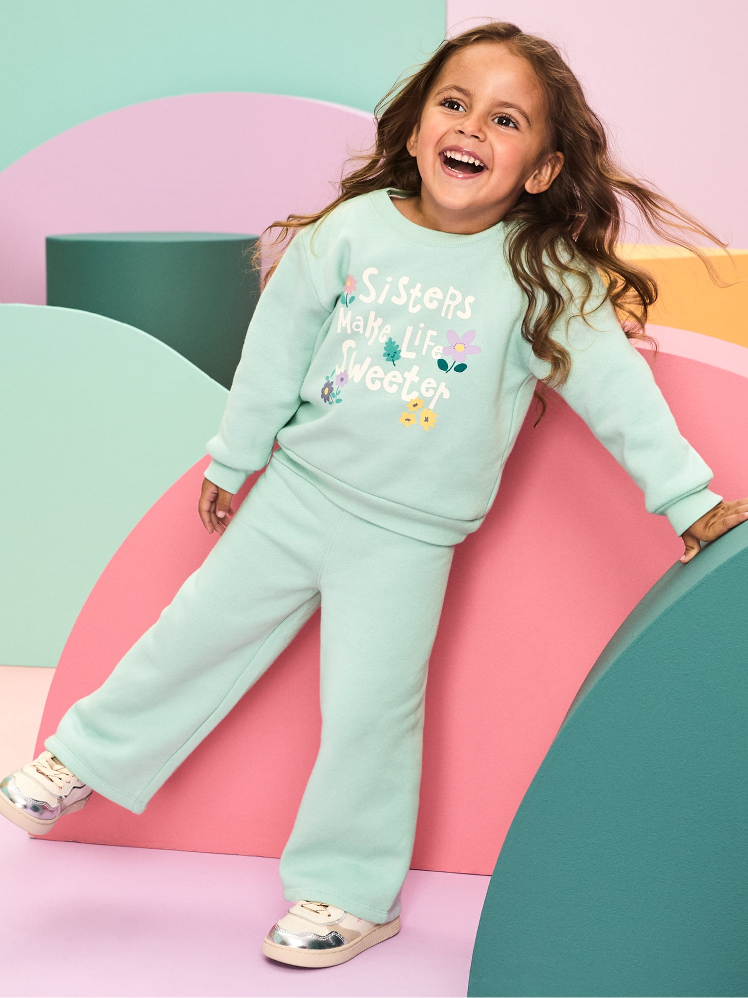 Garanimals Baby & Toddler Girls Fleece Sweatpants, Wide Leg, Sizes 0-6T