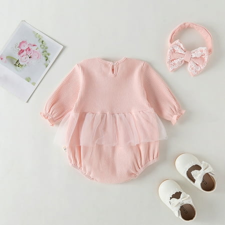 

Gubotare Long Sleeve Bodysuit Baby Girl Baby Bodysuit Winter Baby Girl Boy Sweatshirt Romper Solid Color Bubble Checks Textured Crewneck Onesie Long Sleeve Snaps Jumpsuit A 3-6 Months