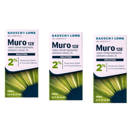 Muro 128 2% Sterile Ophthalmic Eye Solution - 0.5 Oz (15 Ml), 3 Pack