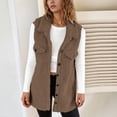 thumbnail image 2 of DHFJKG Womens Fuzzy Longline Vest Coat Mediun Length Sleeveless Turndown Collar Button Down Loose Fit Jacket Casual Commute Fall Winter Cozy Outerwear, 2 of 5