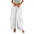 thumbnail image 5 of JUSLIO Womens Pants Linen Pleated with Pockets Loose Casual Drawstring Stretchy Straight Pants, 5 of 6