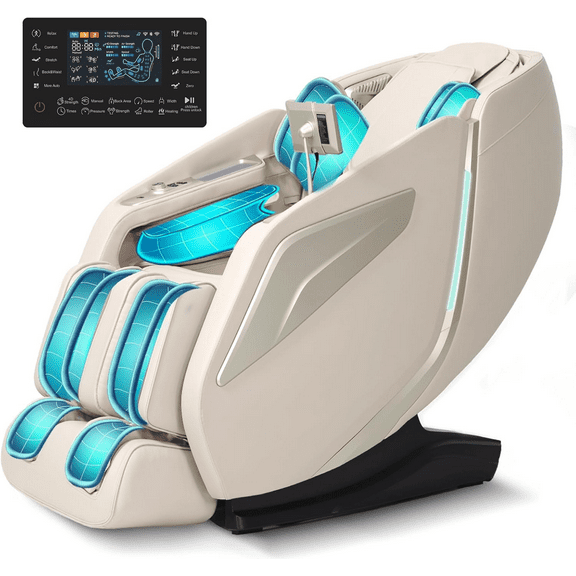 FELIDOMUS Full Body Zero Gravity Massage Chair with Body Scan, 4D Intelligent Shiatsu Strecth Massage, SL Track Massage, Back/Leg Heated, AI Voice Control and Bluetooth,Beige