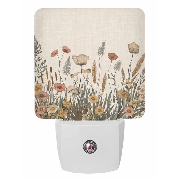 Fall Night Lights Auto Sensor Reed Flowers Plug-in LED Nightlights Dusk to Dawn for Living Room, Bedroom, Bathroom, Hallway, Stairways Thanksgiving Wall Decor, Floral Night Light