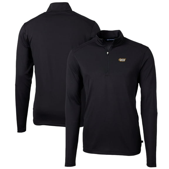 Men's Cutter & Buck Black VCU Rams Big & Tall Virtue Eco Pique Recycled Quarter-Zip Pullover Top