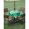 thumbnail image 4 of Outdoor Tablecloth with Umbrella Hole for Patio/Picnic/Party/Camping, Green Boho Waterproof Table Cloth Square Cover Washable, Vintage Classic Bohemia Flower Textured (60"x 60"), 4 of 8