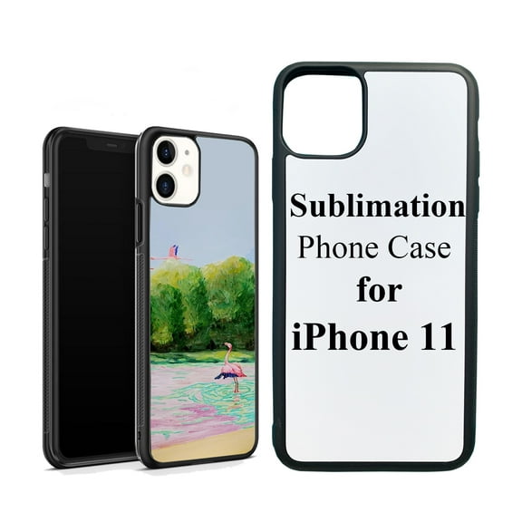 LAMICS 5 Sets Sublimation Blanks Phone Case Bulk Covers Compatible With iPhone 11, 6.1-Inch, Easy to Sublimate DIY Customized 2 in 1 2D Anti-slip Case Soft Rubber Cover Inserts Matte Wholesale Pack