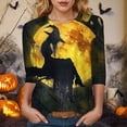 thumbnail image 2 of Godom Halloween Tshirt for Women Pumpkin Graphic Tees Tops 3/4 Sleeve Crew Neck Pullover Shirt, 2 of 6