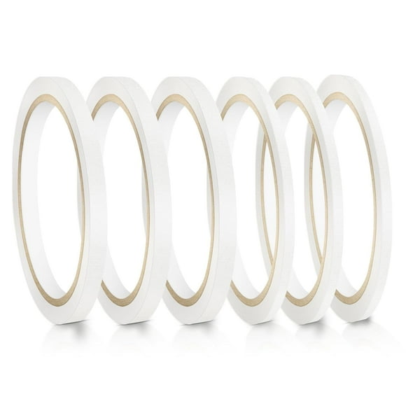 6 Pack White Artist Tape, 2 Size White Artist Masking Tape 0.2'', 0.31'' Wide Thin Tape for Watercolor Paper & Acid-Free Tape Masking Art Tape for Painting Acid Free Tape (Total 88 Yard) White