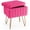 Rose Red, variant on CONCETTA Storage Ottoman Bench, Faux Fur Vanity Footstool with Hidden Storage, Padded Seat & Adjustable Feet for Bedroom, Makeup Room, Entryway,Rose Red
