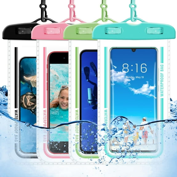 4 Pack Underwater Waterproof Phone Pouch, IPX8 Waterproof Phone Case with Lanyard, Multicolor Waterproof Case for iPhone 16 15 14 13 Pro Max Must Haves for Hawaii Rowing Boat