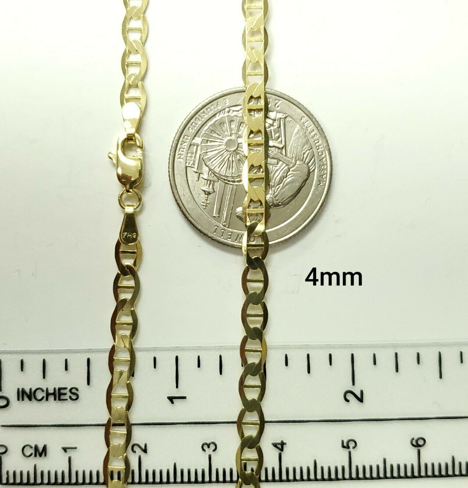 Real 10k Yellow Gold Mariner Necklace Chain 3.1 mm 18'' 18 inch Men Women Gifts