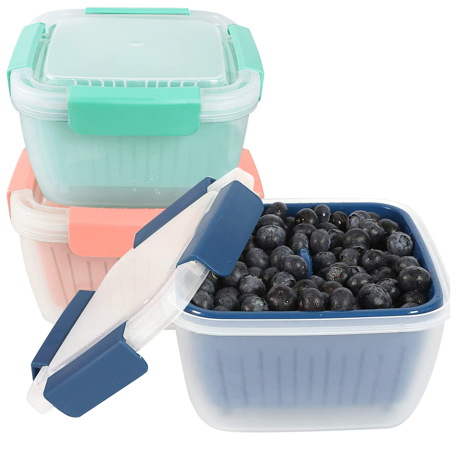 Frcctre 2 Pack 68oz Berry Keeper Box Container Fruit Storage Containers for  Fridge, Produce Saver Food Storage Containers with Lid and and Removable