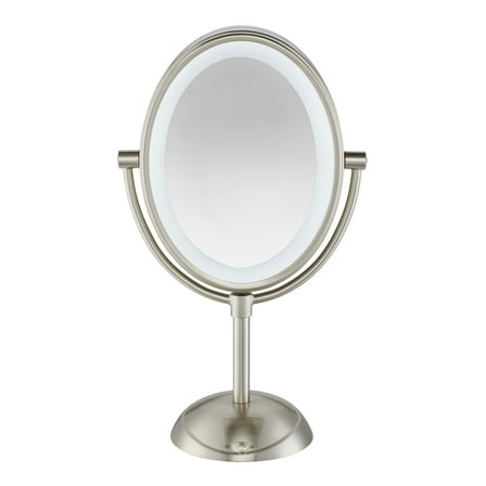 Conair Double-Sided LED Lighted 1x/7x Magnification Vanity Mirror, Satin Nickel