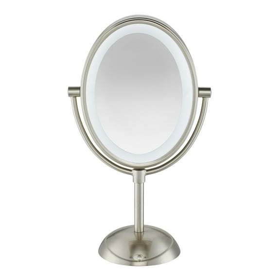 Conair Double-Sided LED Lighted 1x/7x Magnification Vanity Mirror, Satin Nickel