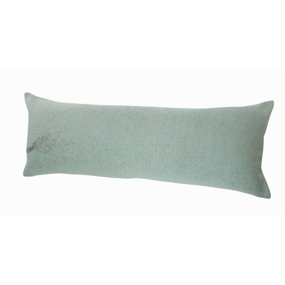 Ox Bay Silver Perched Bird Lumbar Pillow, 14" x 36", Gray / Green / Blue