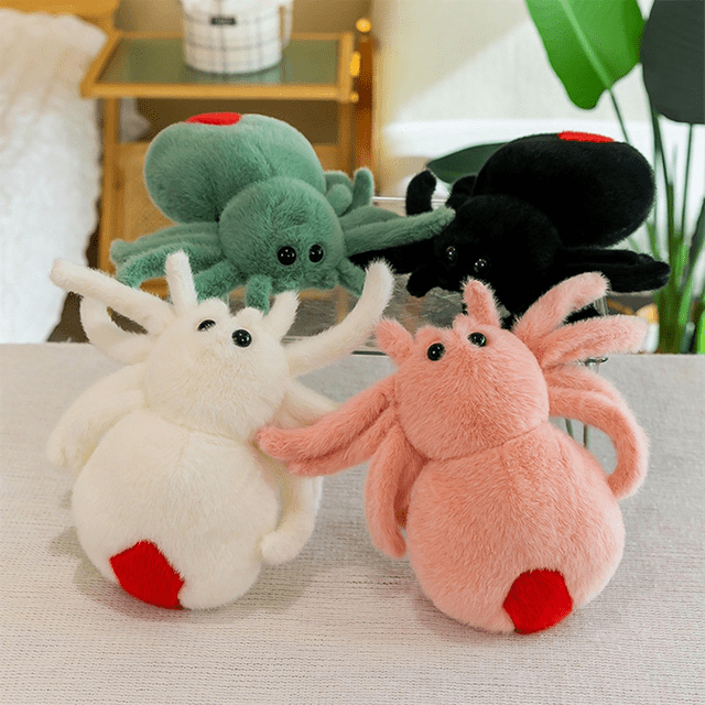 Poupée Araignée Sautante Simulation Poupée Araignée Rampante Peluche Reptile Mignon Jouet en Peluche Super Mignon Rose