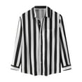 thumbnail image 6 of GZWYHT Mens Casual Button Down Shirts,Mens Shirts Male Casual Autumn Striped Print Shirt Stand Collar Long Sleeve Pocket Shirt Blouse Long Sleeve Shirts,Big And Tall Shirts Black L, 6 of 7