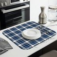 thumbnail image 3 of Navy White Plaid Checkered Pattern Dish Drying Mat for Kitchen 1 Pack, Ultra Absorbent Microfiber Dishes Drainer Mats,16"x18", 3 of 6